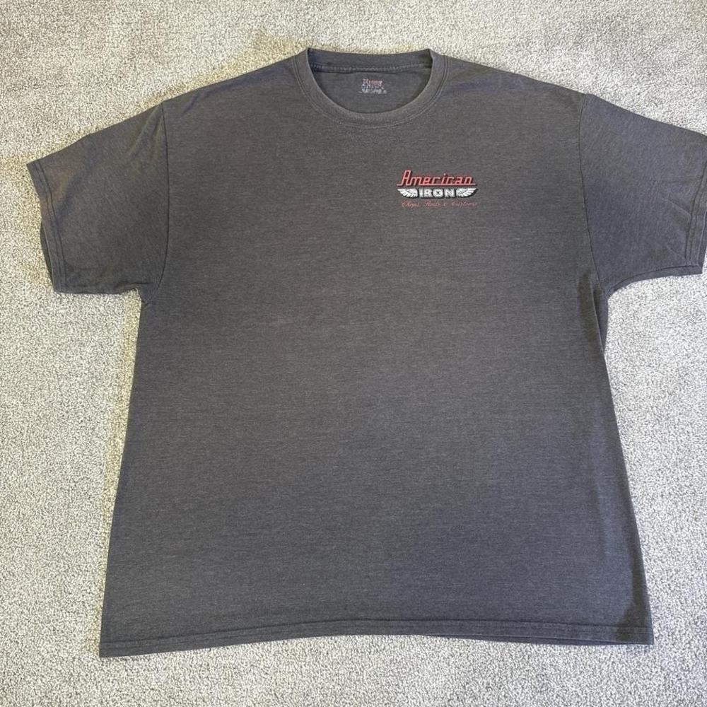 American Iron Chops Rods & Customs Gray T-Shirt Men's XL